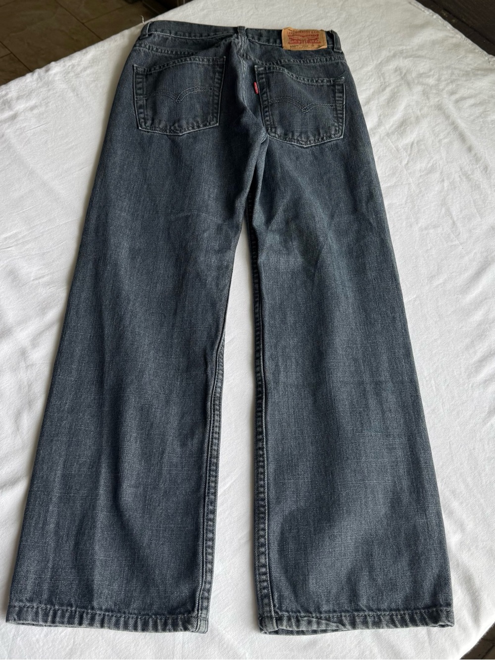 VTG LEVI'S 550 Relaxed Fit 12 Slim Jeans Boy Washed Dark Grey 100% Cotton Denim - Picture 10 of 10